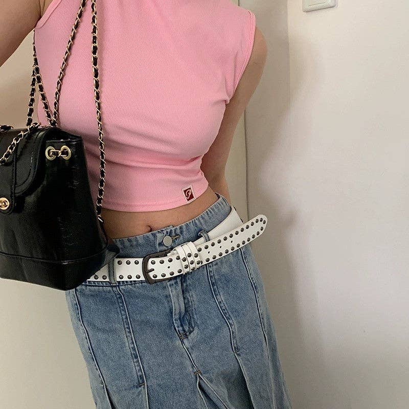 Sheer Trend - Wholesale Belt - Women's - Fashion Studded Wide Belt1