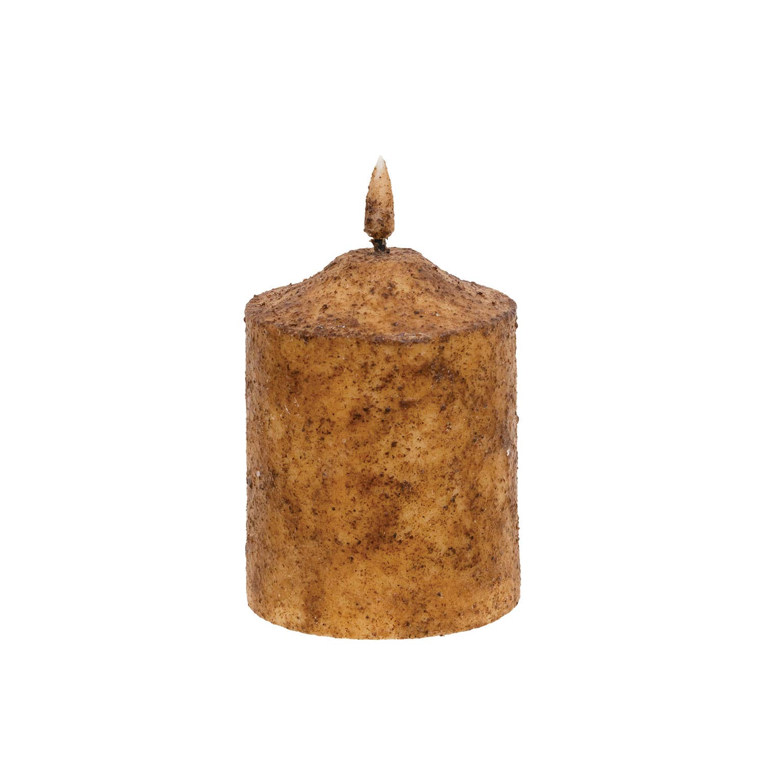 The Hearthside Collection - Wholesale Flameless candle - Burnt Ivory Flicker Flame Timer Cake Pillar, 4"