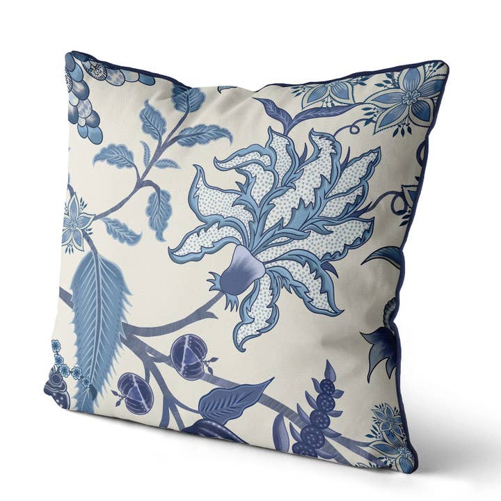 FabFunky Ltd - Wholesale Throw/Decorative Pillow - Jacobean floral Blue White Chinoiserie Asmara Throw pillow1