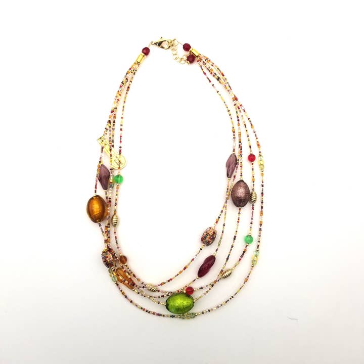 Alice Sturzinger LLC - Wholesale Beaded/Pearl Necklace - Alison Murano Glass Layered Necklace - Multiple Color Opt.