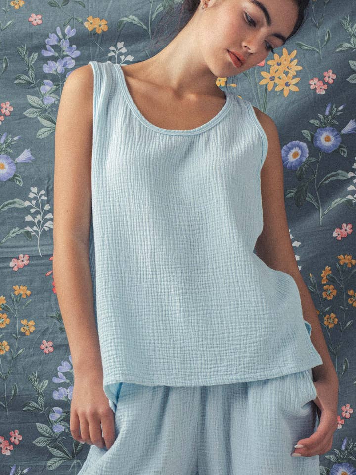 Urban Daizy - Wholesale Tank Top - Women's - Vintage Washed Double Gauze Tank Top