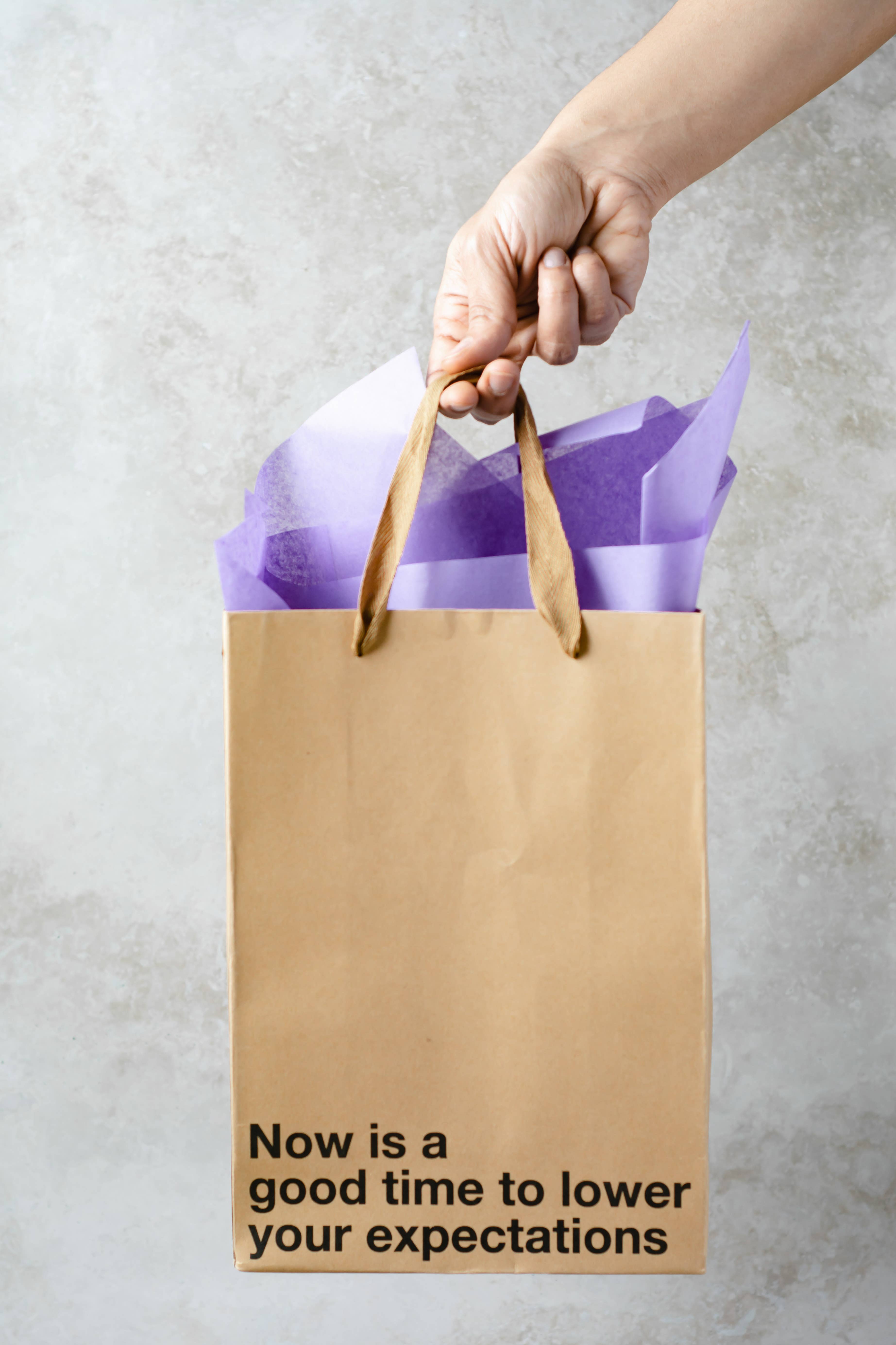 MilkToast Brands - Vente Pochette cadeau - "Sac Cadeau 'Réduisez Vos Attentes'"2