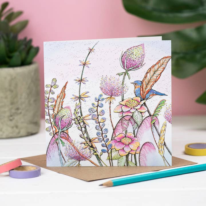Bluebird Greeting Card for wholesale by Fay's Studio