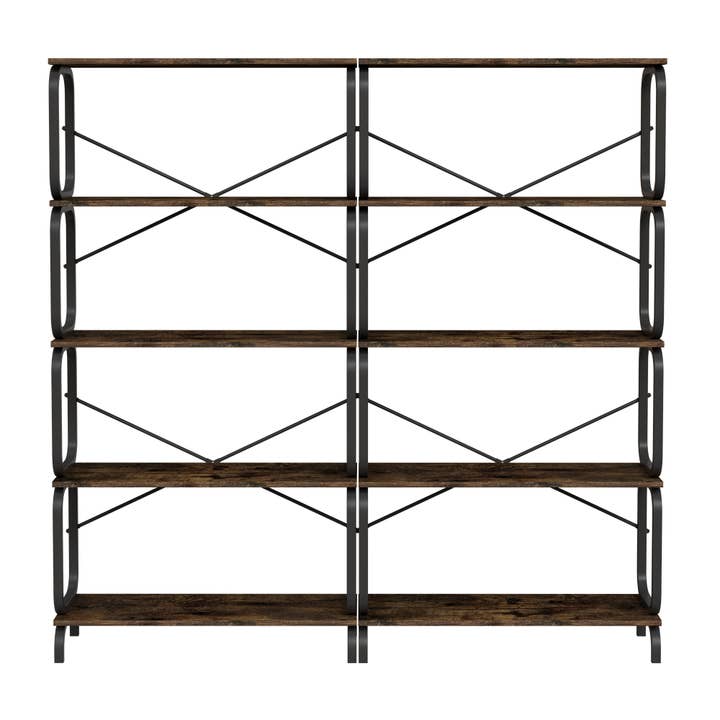 39F Inc. - Wholesale Bookcase - 5-Tier Industrial Bookshelf with Metal Frame, White/Black9