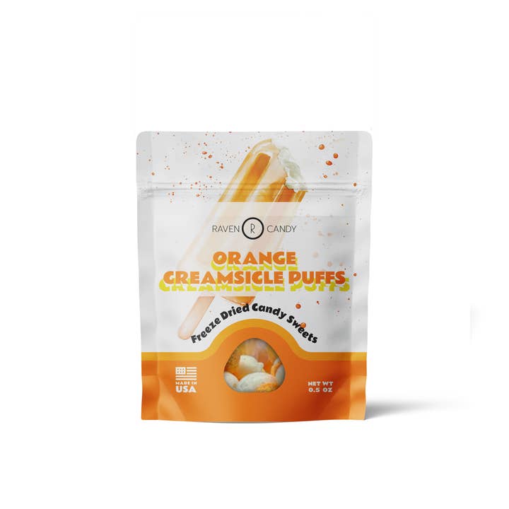 Raven Candy - Wholesale Hard Candy - Raven Candy Orange Creamsicle Puffs Freeze Dried Candy .5 oz