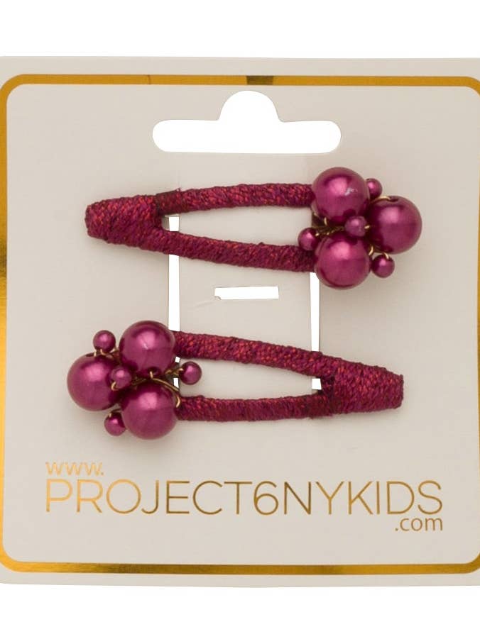 Pearl Lily Clip Set of 2 - Purple Raspberry for wholesale by Project 6 NY Kids