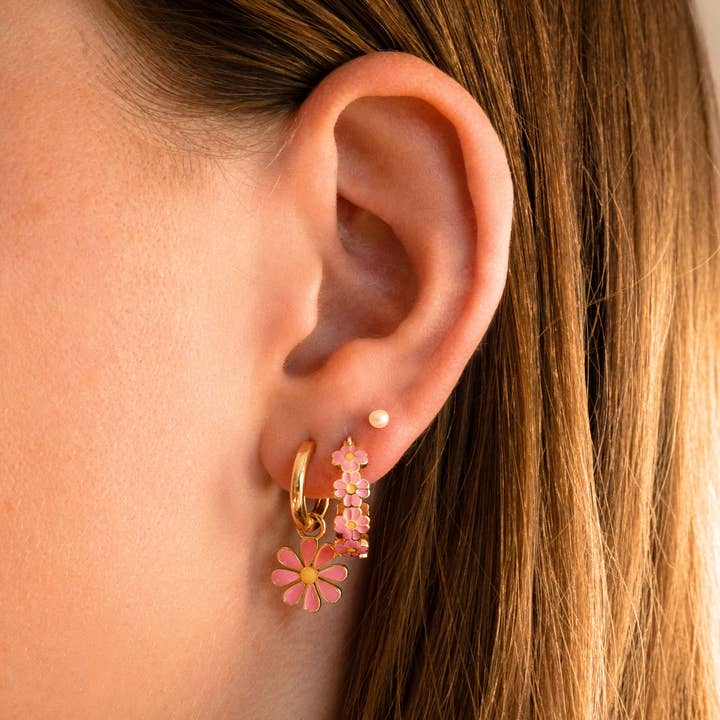 Gold Fiorella hoops pink for wholesale on Faire1