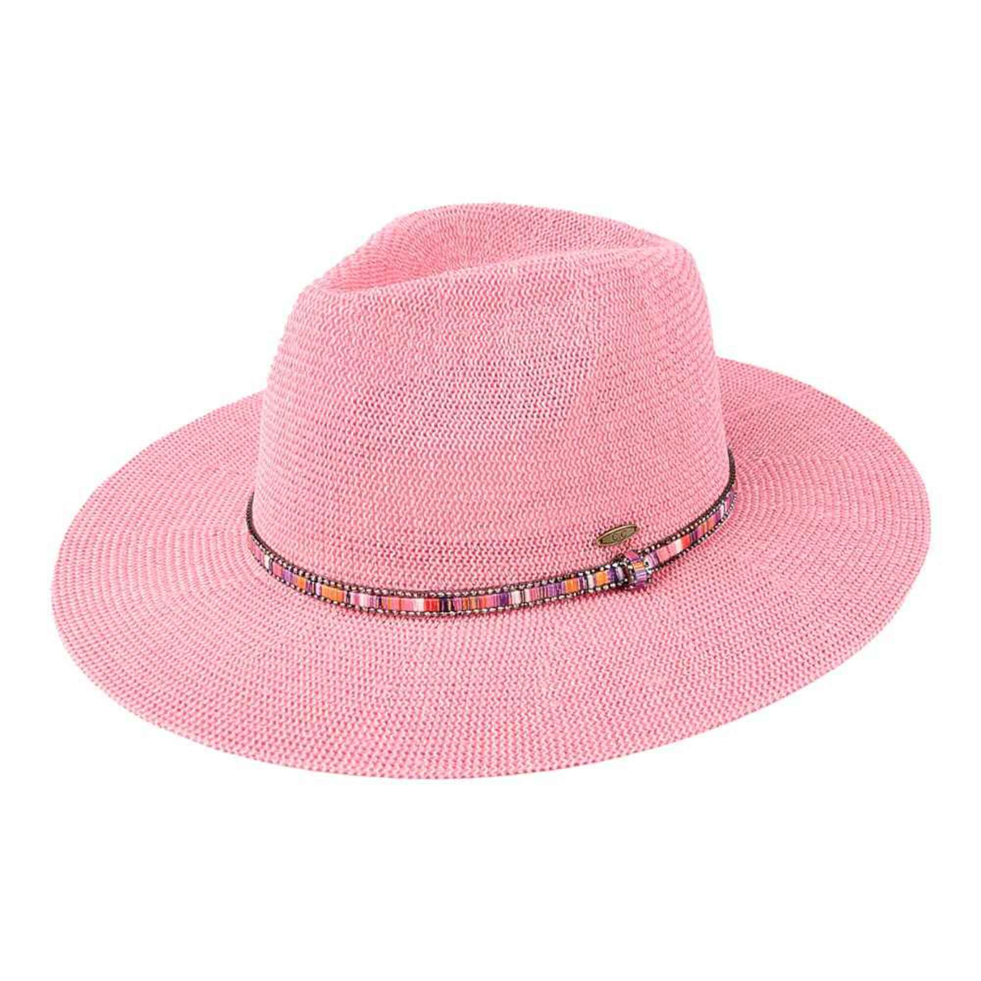 MiMi Wholesale - Wholesale Straw Hat - Women's - KP014 C.C Brand Lilian Multi Thread Rhinestone Band Panama H7