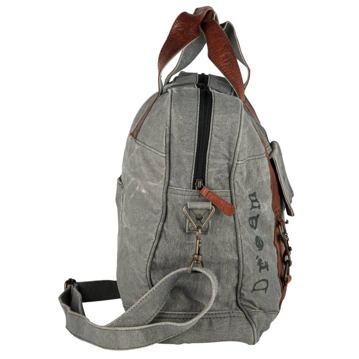 Mona B. - Wholesale Weekender Bag - Women's - Dream Create Inspire Up-Cycled Canvas Weekender Bag3