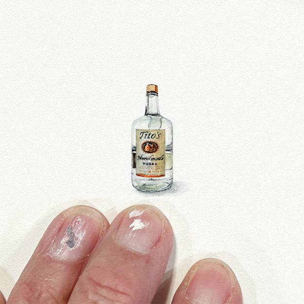 Karen Libecap Tiny Paintings – wholesale Art print – Titos Vodka Miniature Watercolor Painting - Art Print1