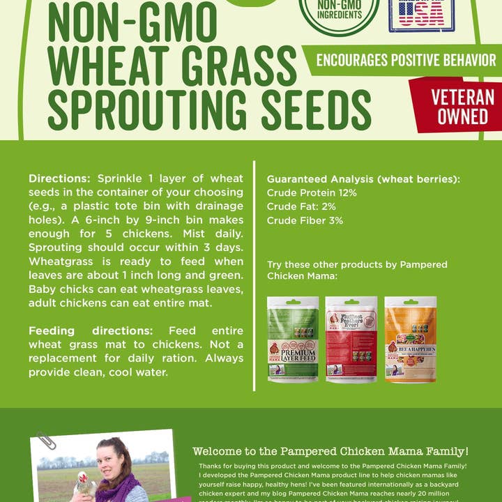 Dahlia Pets - Wholesale Plant Seeds - Non-GMO Wheat Seeds for Sprouting Fodder (Wheat Grass) -- Sustainably Grown In Missouri To Encourage Positive Behaviors