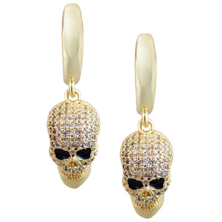 Kristallskalle Enkla Guld Huggie Örhängen: Gotisk Häxig för wholesale av The Gilded Witch