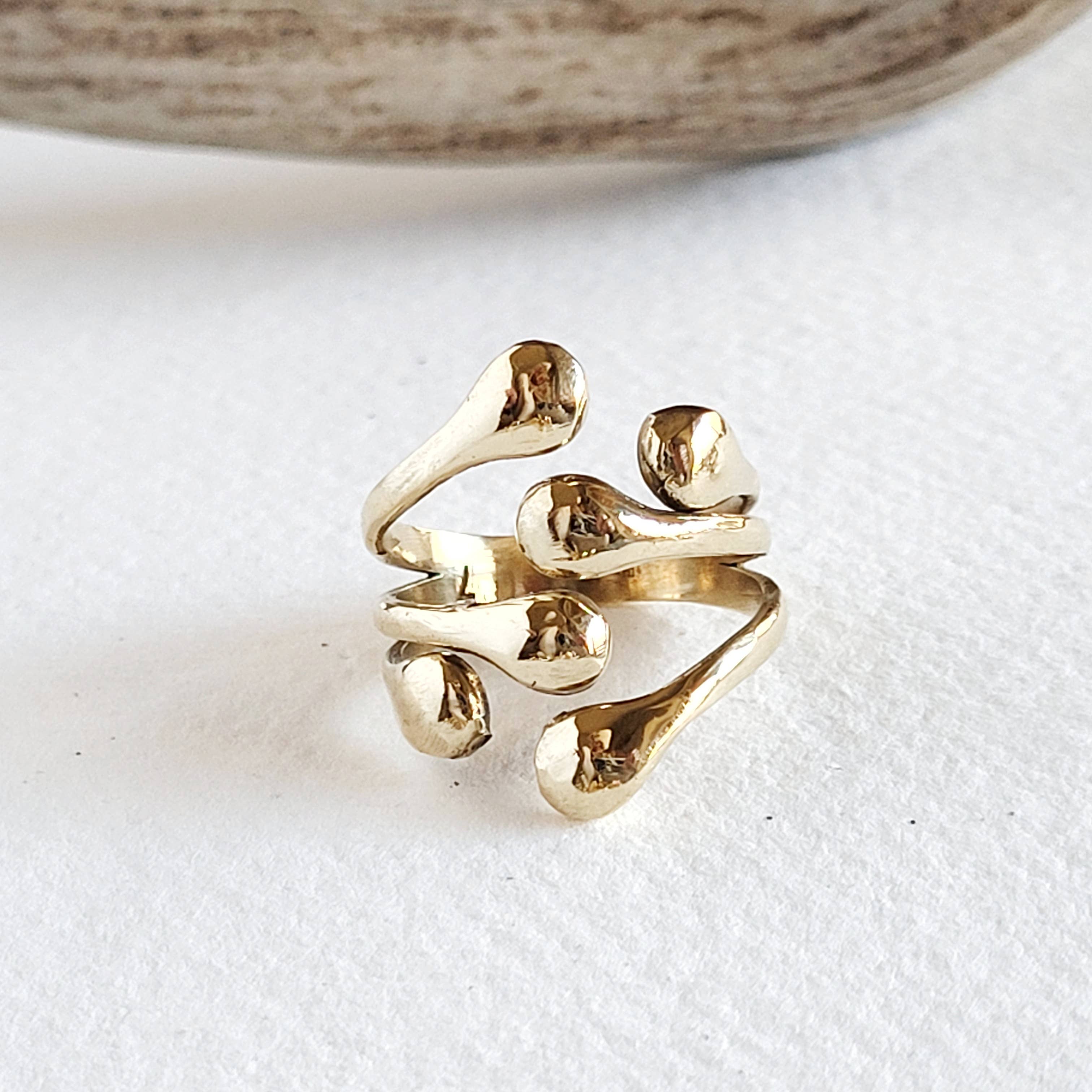 Bisjoux - Wholesale Cocktail/Statement Ring - Brass or silver ring molten cluster handmade13