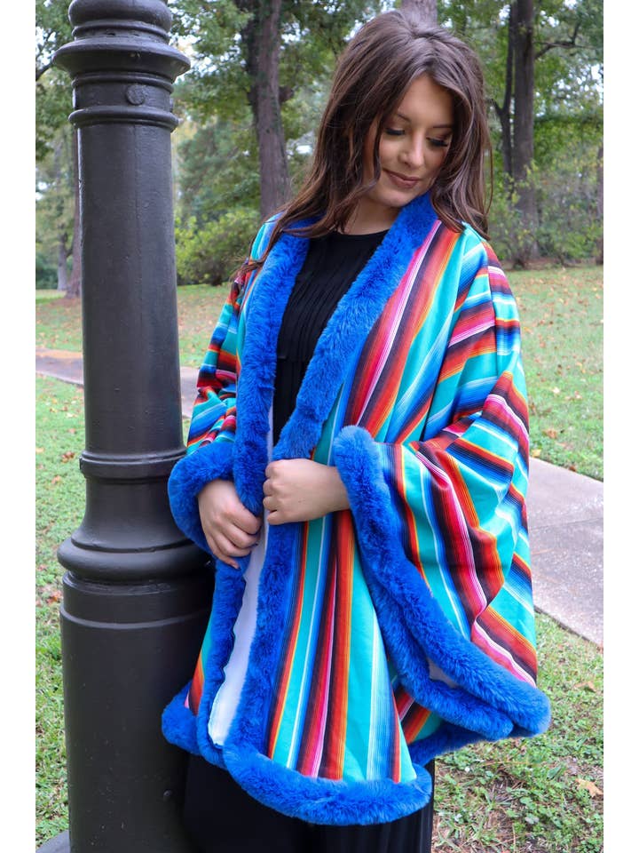 MK135 Lubbock Fur Trim Poncho - Serape for wholesale on Faire