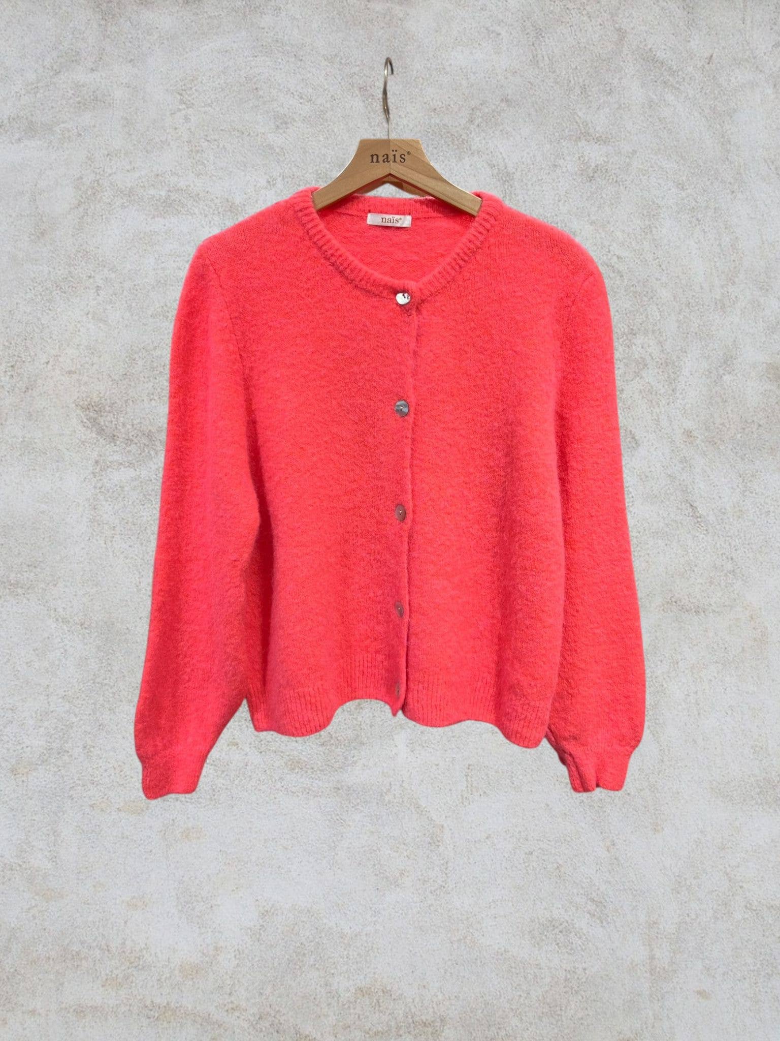 NAÏS PARIS - Wholesale Cardigan - Women's - SUPER FINE ALPACA SHORT BUTTON CREW NECK CARDIGAN37