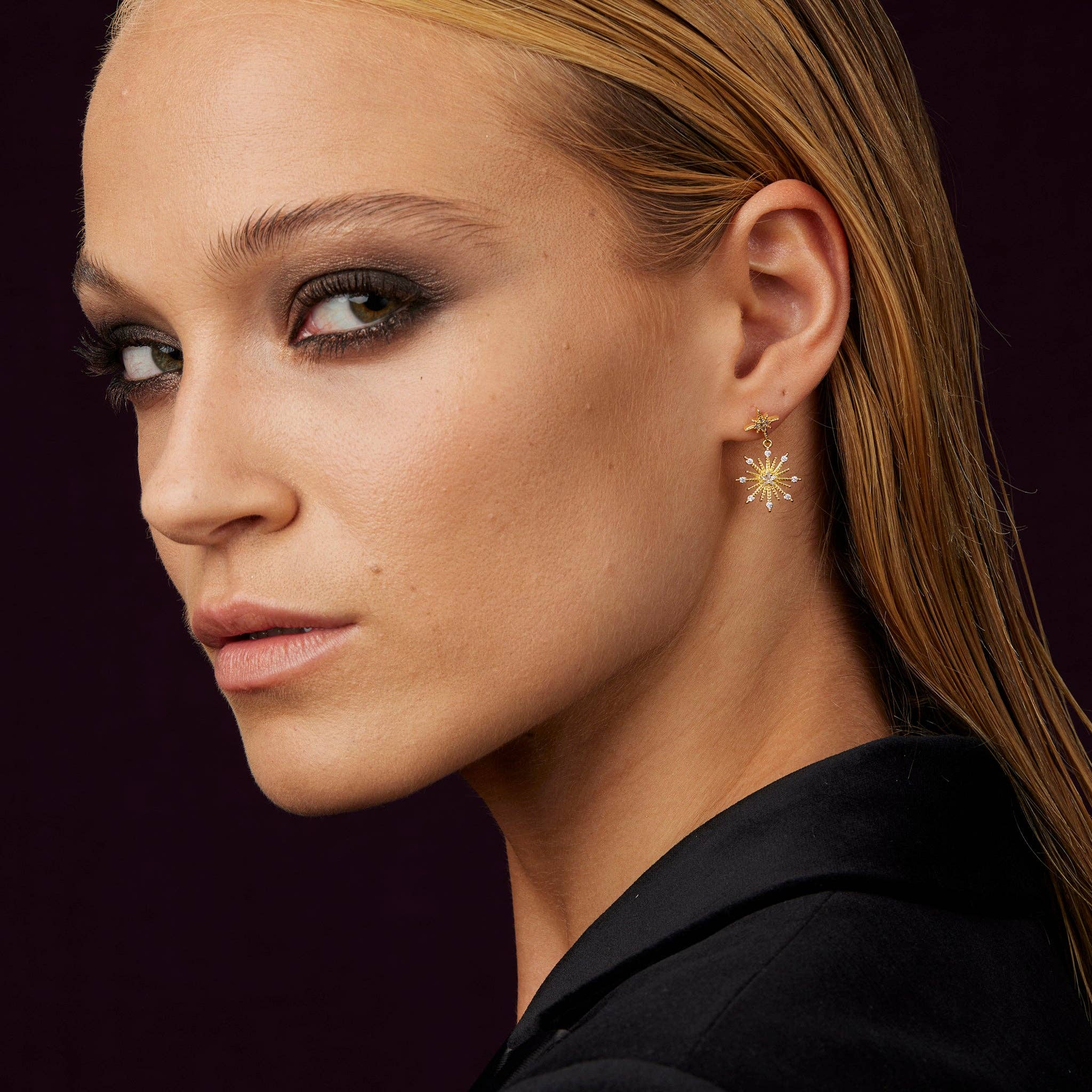 Ashiana London - Vendita all'ingrosso Orecchini pendenti - Orecchini a Perno in Oro Stella del Nord1