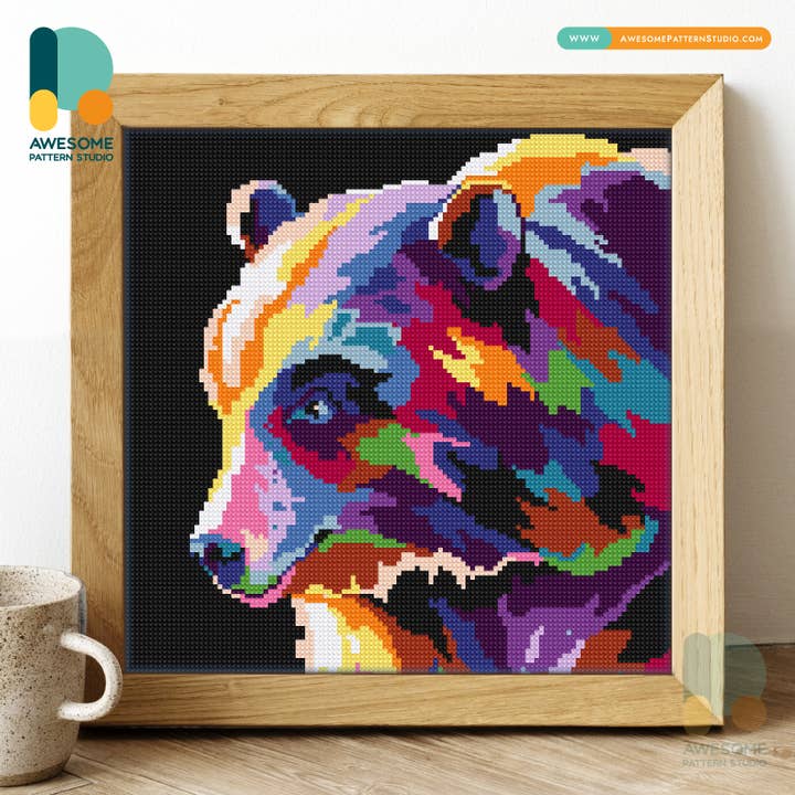 DS867-120x120 björnabstrakt djur, diamantmålningssats för wholesale av Awesome Pattern Studio