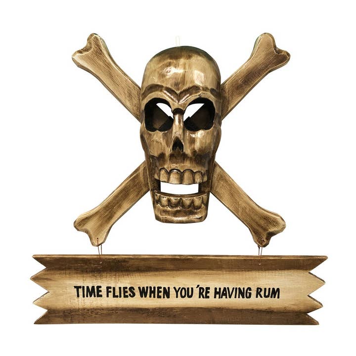 SALE Rum Skull & Crossbones Wood Wall Plaque for wholesale by Beachcombers