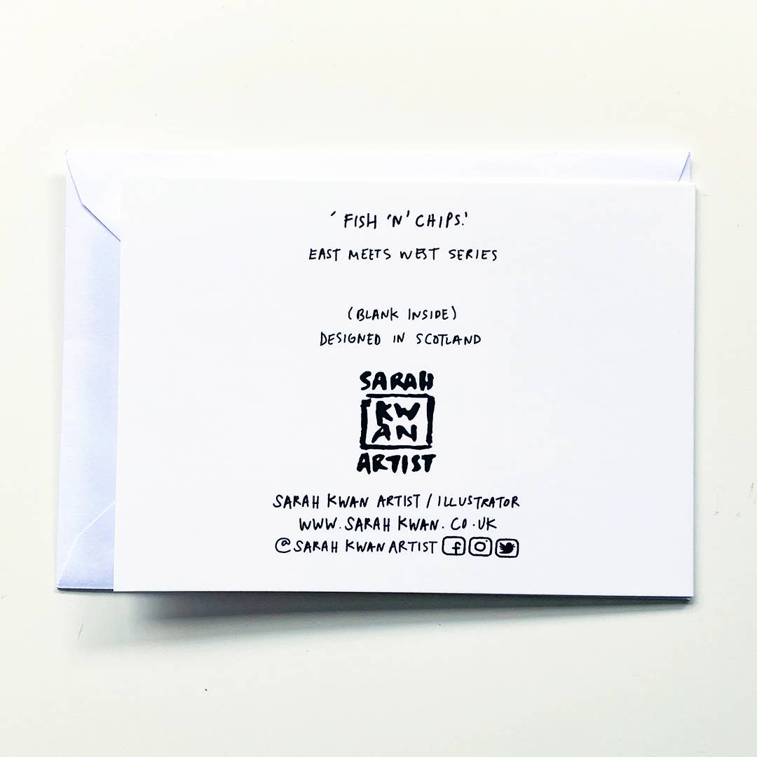 Sarah Kwan Artist – wholesale Everyday greeting card – Fish n Chips Greetings Card1