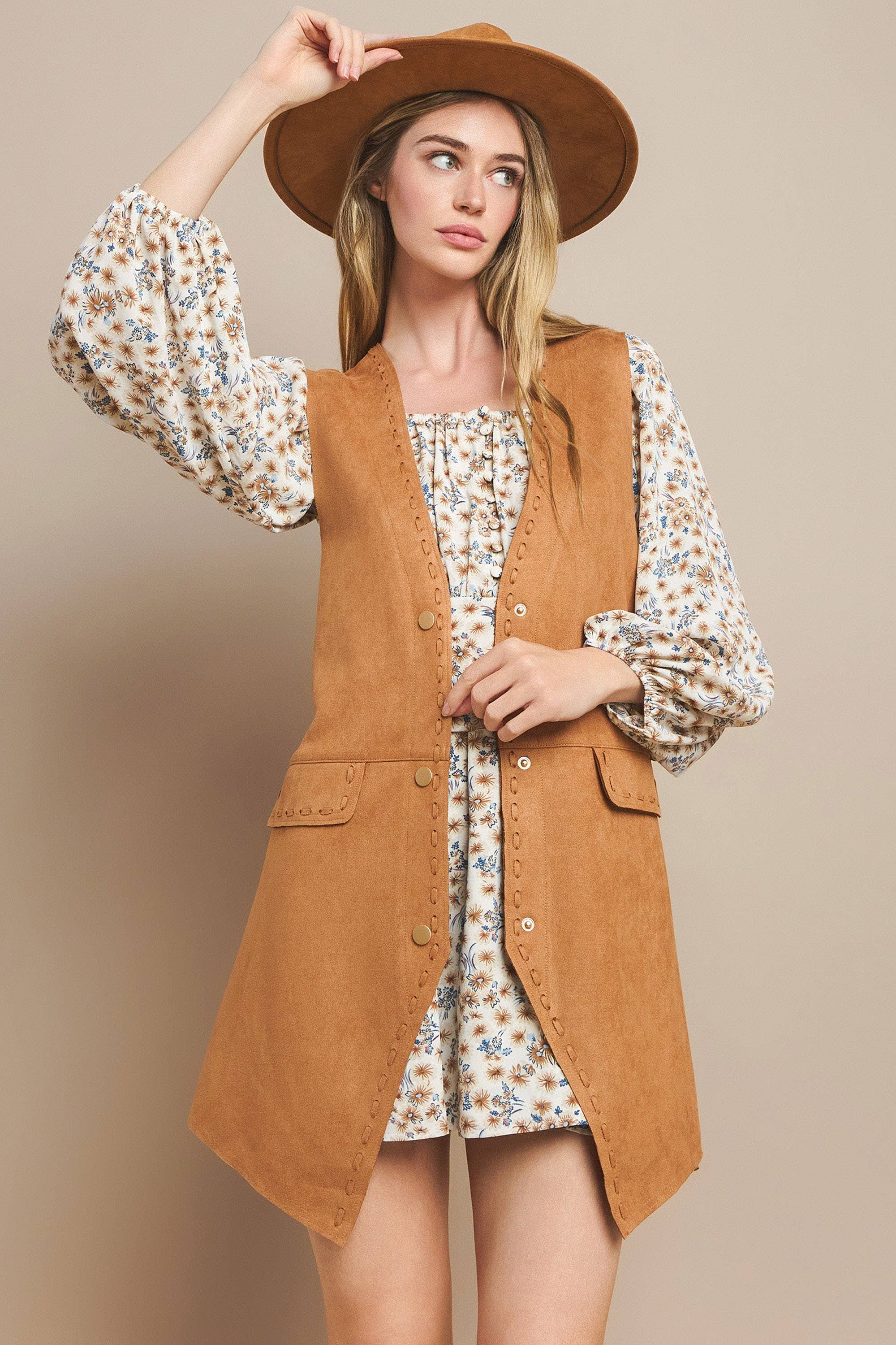 WISTERIA LANE – Colete - Mulher por atacado – COLETE MIDI CAMURÇA - BRONZEADO CLARO 6432JIA 2