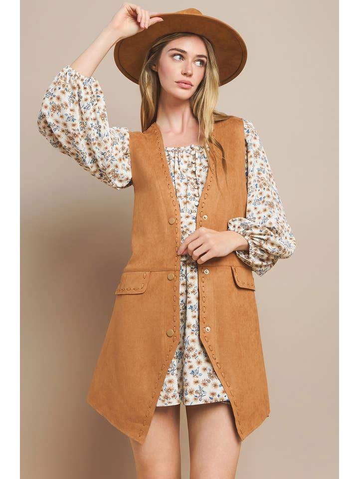 WISTERIA LANE – Colete - Mulher por atacado – COLETE MIDI CAMURÇA - BRONZEADO CLARO 6432JIA 2