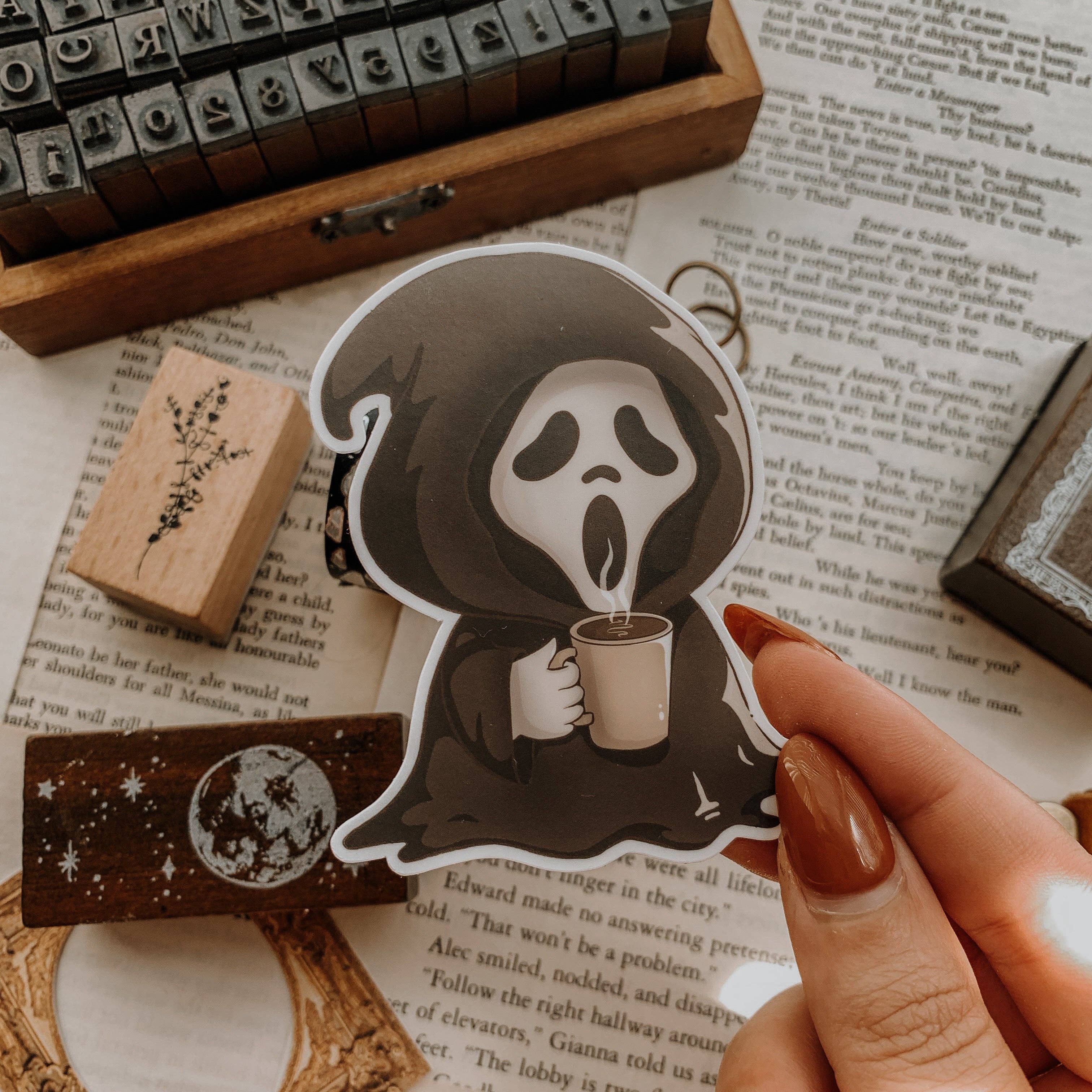 Savannah Scribbles Shop - Wholesale Sticker - Coffee Ghost Vinyl Sticker2