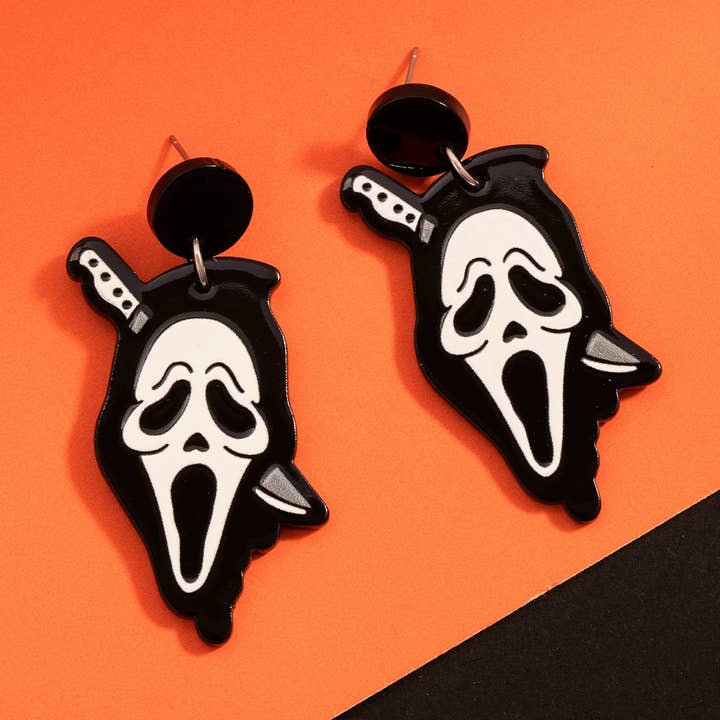 Black Halloween Dark Gothic Skull Dagger Earrings ZK3554 for wholesale on Faire2