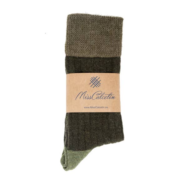 MissCalcetin Low Cane Wool Green Hunting for wholesale on Faire