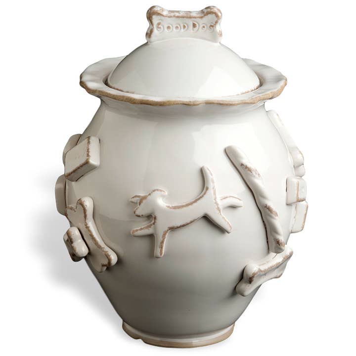 Dog Treat Jar - French White for wholesale by Carmel Ceramica