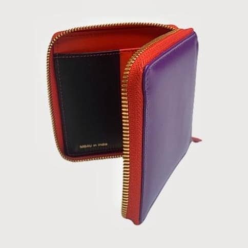 Portefeuille carré bicolore (violet-rouge) pour la vente par M84U