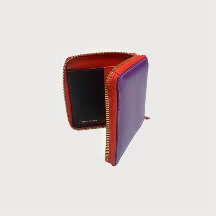 Vierkante portemonnee tweekleurig (paars-rood) voor wholesale door M84U