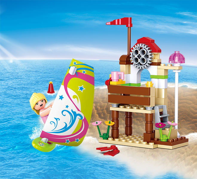 Sluban Europe BV - Wholesale Build-a-Toy - Kids - M38-B0601/Girl's Dream surf beach5