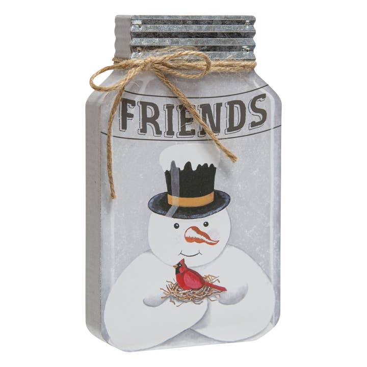 Friends Snowman Chunky Mason Jar Sitter for wholesale by The Hearthside Collection