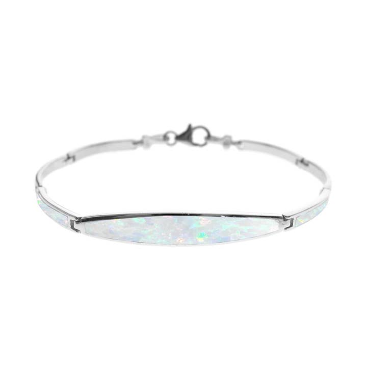 Celeste scharnierarmband stijl wit opalique & zilveren armband voor wholesale door Kali Ma Designs - Sterling Silver Jewellery