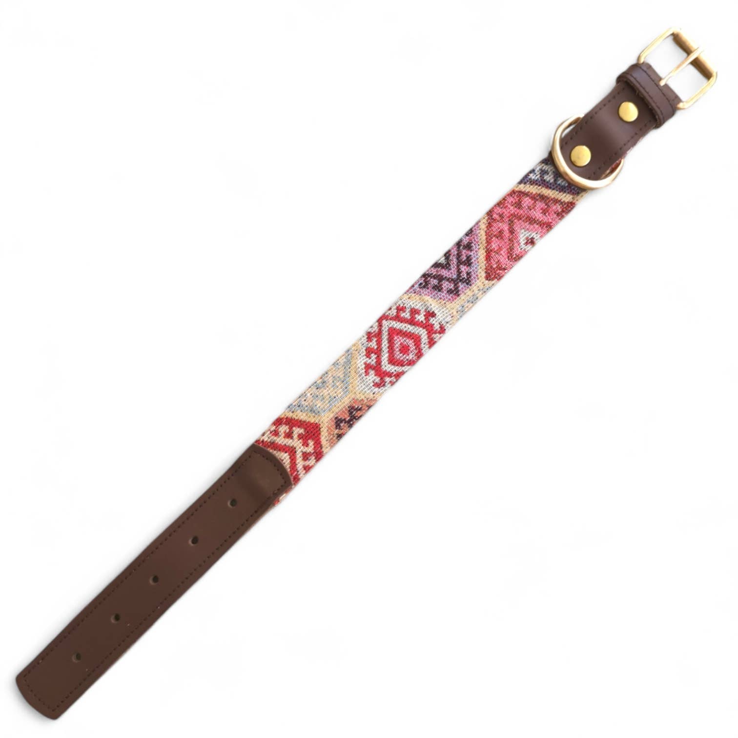 Mabelpiel - Vente Collier – chien - Collier artisanal en cuir et tissu avec motif ethnique0