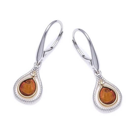 Natural cognac amber drop earrings, sterling silver for wholesale on Faire0