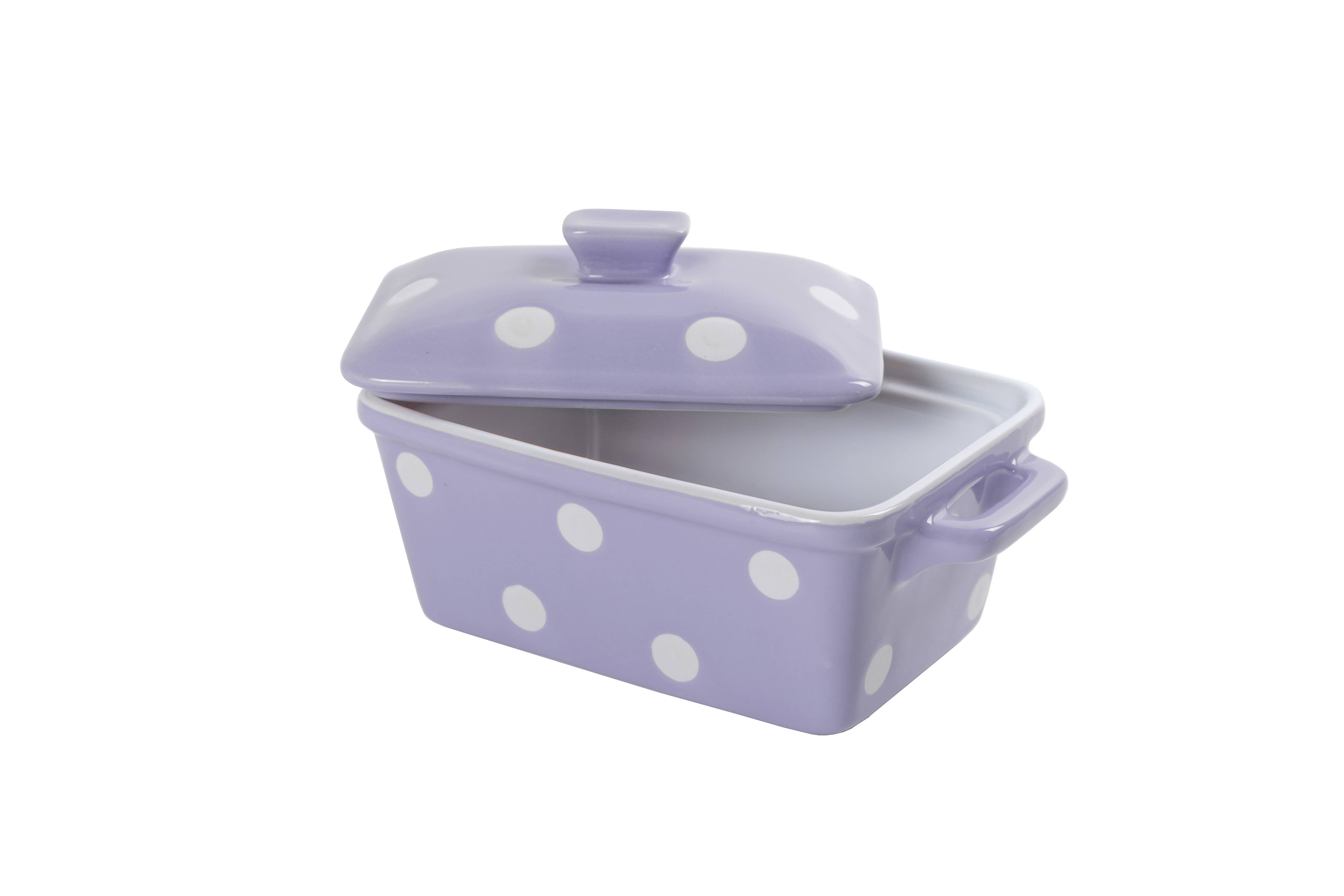 Isabelle Rose – wholesale Butter dish – Lilac butter dish with dots Isabelle Rose2