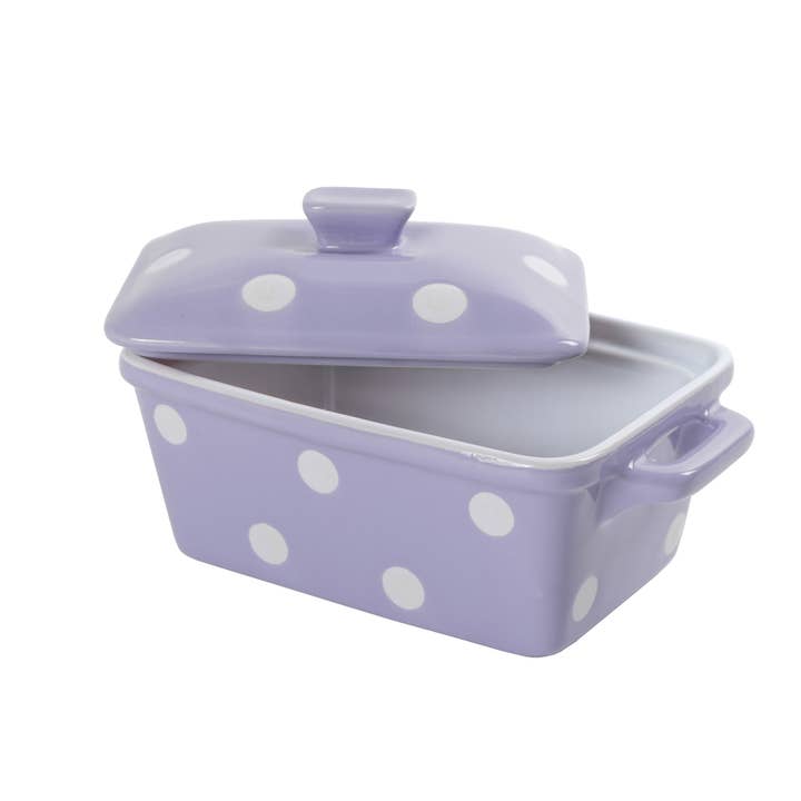 Isabelle Rose - Wholesale Butter Dish - Lilac butter dish with dots Isabelle Rose2