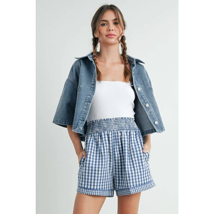 Apolline - Wholesale Shorts - Women's - Garterized Gingham Shorts Classic Charm Effortless Comfort6