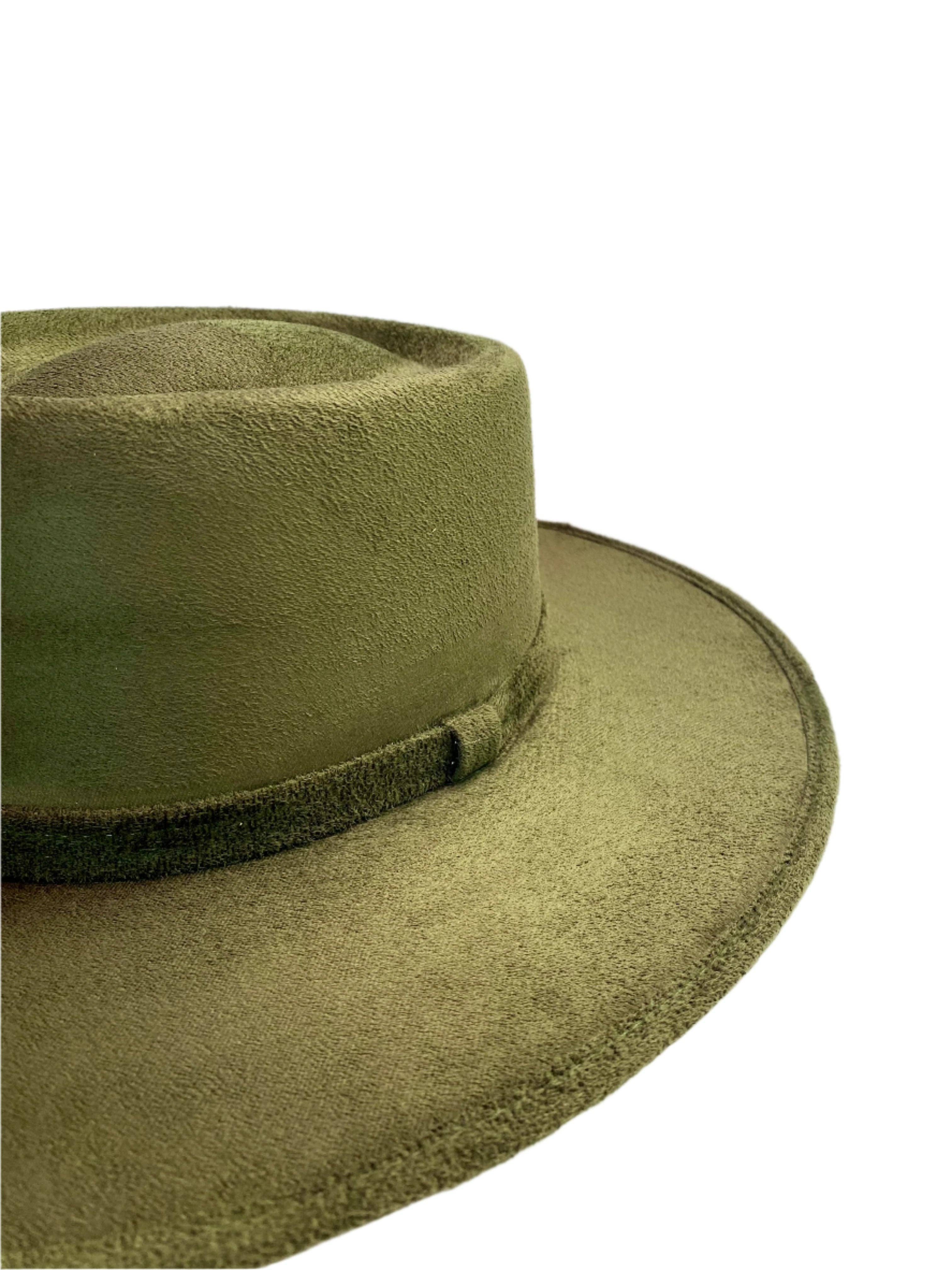 Wilder and Soul Wholesale Hats - Wholesale Fedora - Women's - Vegan Suede Gambler Hat- Olive Green1