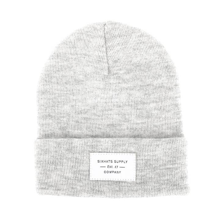 Heather Grey Folding Beanie for wholesale by SixHats Supply Co