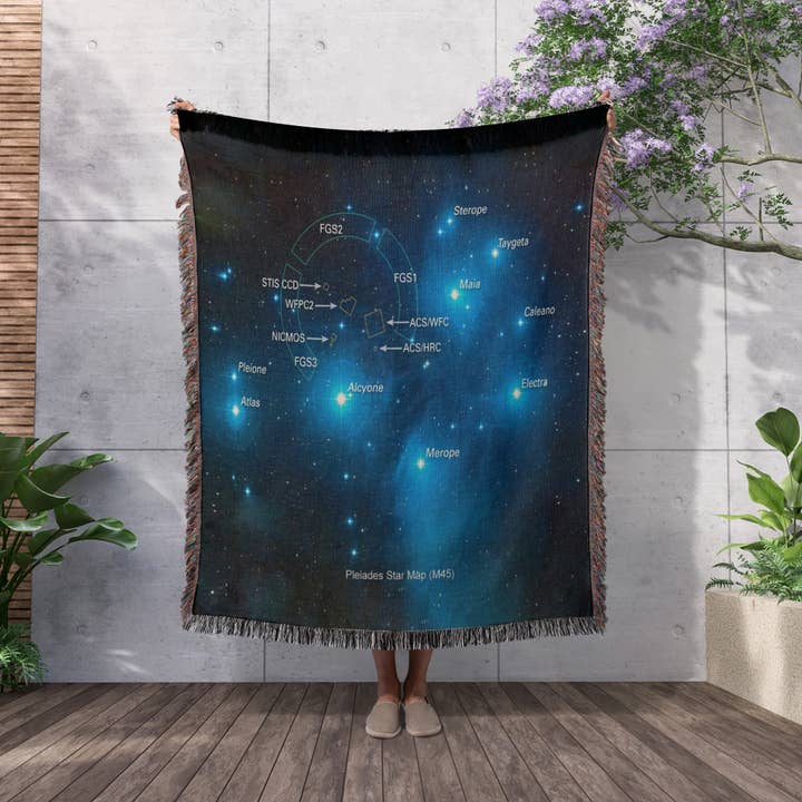 3dRose - Wholesale Throw Blanket - 3dRose, Galaxy and Nebula - Pleiades Star Cluster Map (M45), Blanket2