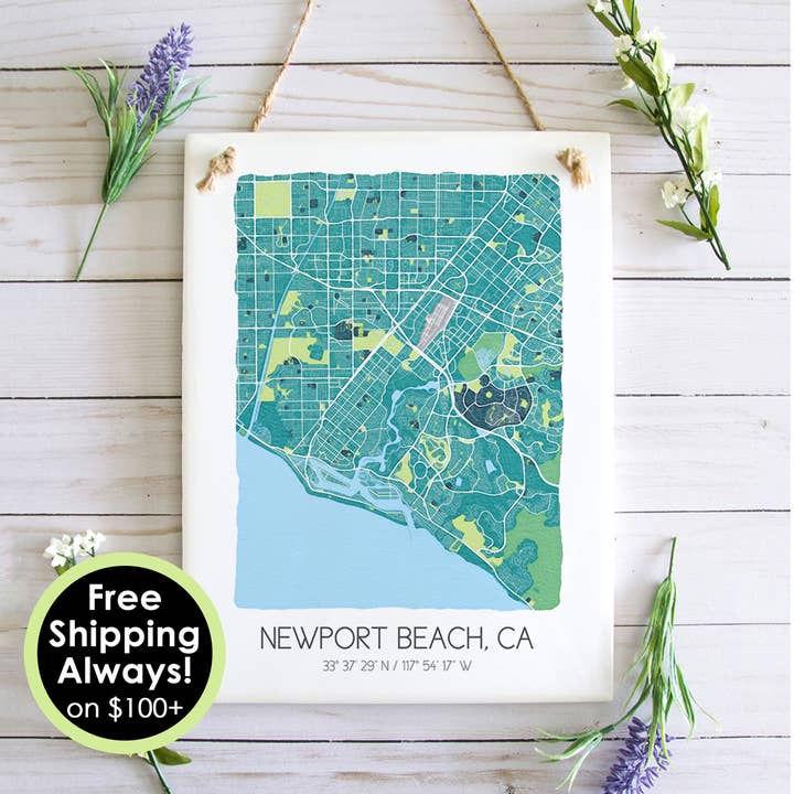 Newport Beach California Map Art Tile - Ceramic Tile Art for wholesale by Sparks House Co.
