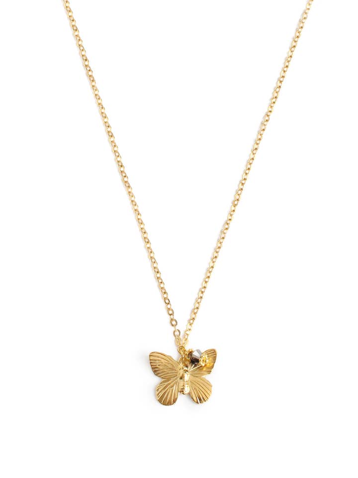 Short 18K gold plated butterfly necklace for wholesale by DIGE DESIGNS