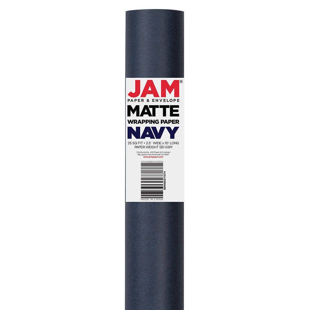 JAM PAPER - Wholesale Wrapping Paper Roll - Matte Wrapping Paper, 50 Sq Ft, Matte Cobalt Navy Blue, 2PK2
