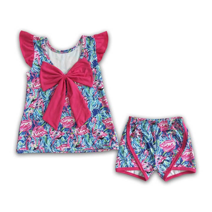 Flamingo backless girls boutique outfits for wholesale by Yawoo Garments