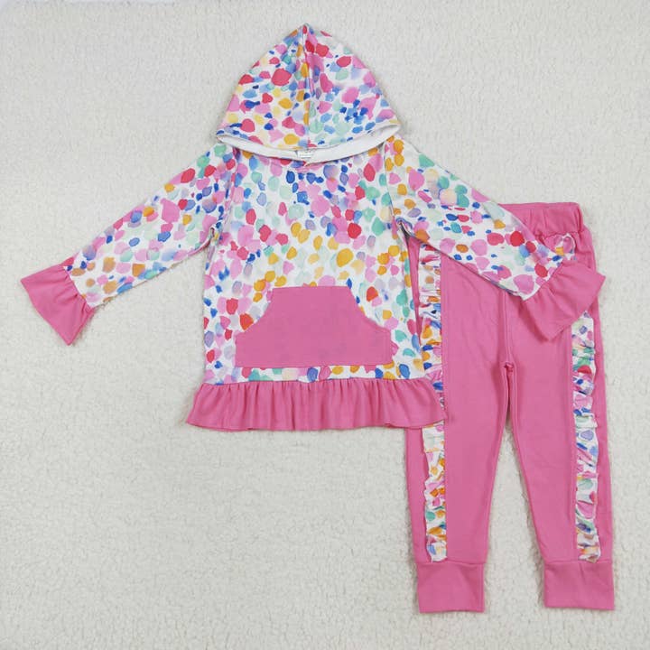 Baby Girls Long Sleeves Colorful Tie Dye Hoodies Pockets Pants Sets for wholesale by Aier Wholesale