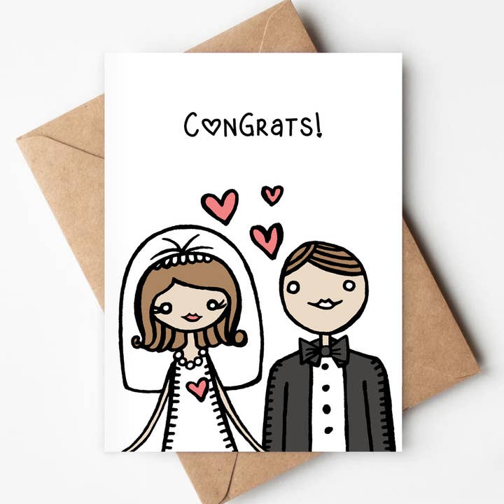 Félicitations Mariée & Marié Carte Éco-responsable Mariage Fiançailles pour la vente par Jenna's Doodles