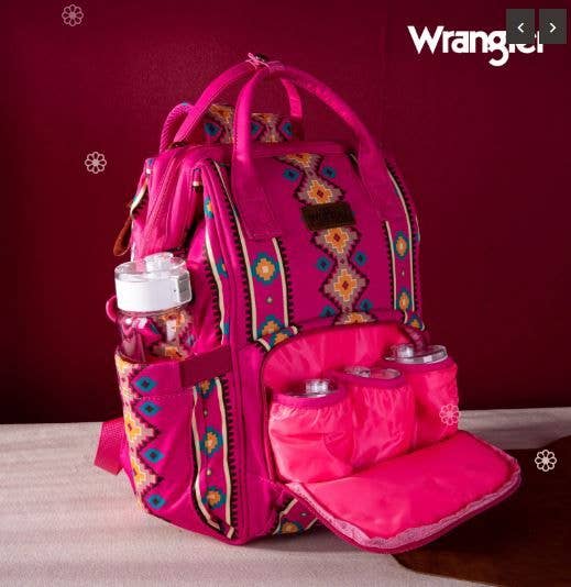 South End Clothing and Apparel L.L.C – wholesale Backpack – Women's – Wrangler Aztec Printed Callie Backpack - Hot Pink3