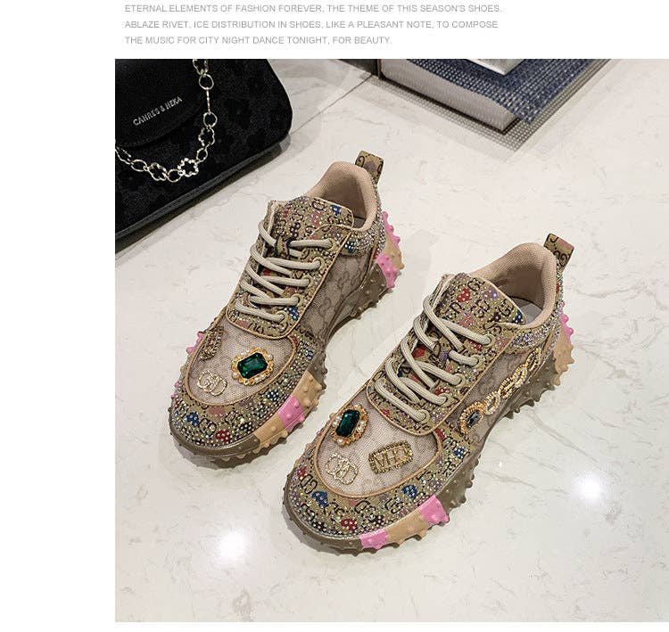 Ole - Vendita all'ingrosso Sneakers di tendenza - Donna - Sneakers Sportive con Strass SH00750